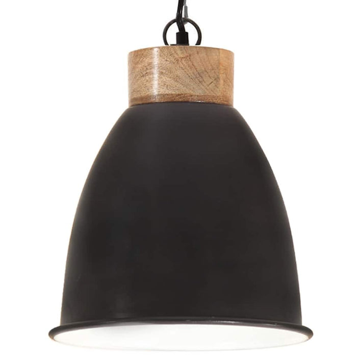 Lampă suspendată industrială negru, 23 cm, lemn masiv&fier, E27 WALTI