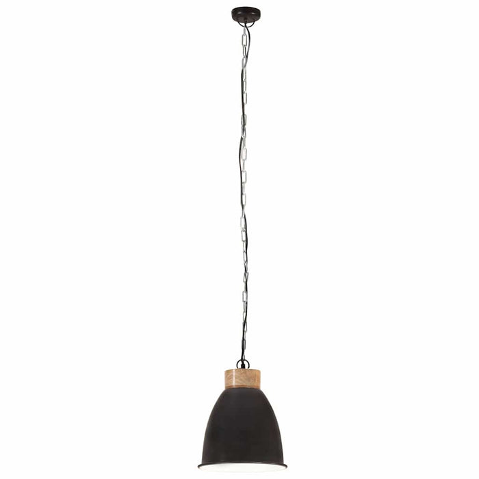 Lampă suspendată industrială negru, 23 cm, lemn masiv&fier, E27 WALTI