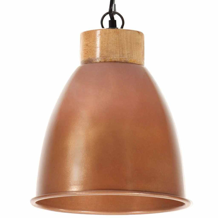 Lampă suspendată industrială arămiu 23 cm, lemn masiv&fier E27 WALTI