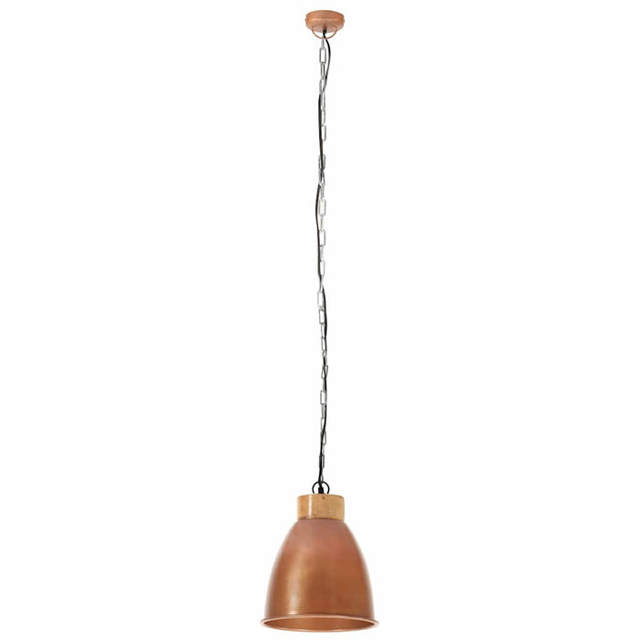 Lampă suspendată industrială arămiu 23 cm, lemn masiv&fier E27 WALTI