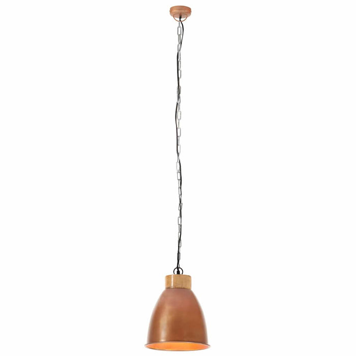Lampă suspendată industrială arămiu 23 cm, lemn masiv&fier E27 WALTI