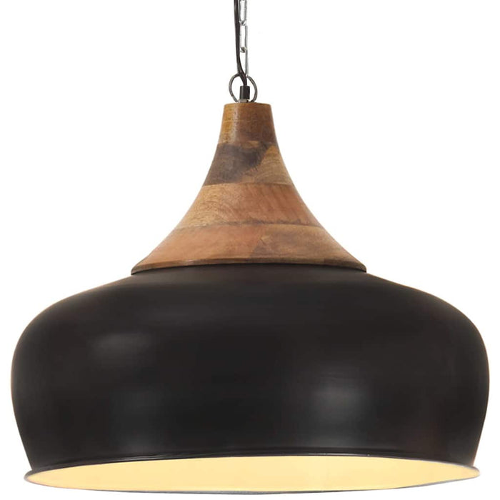 Lampă suspendată industrială negru, 45 cm, lemn masiv&fier, E27 WALTI