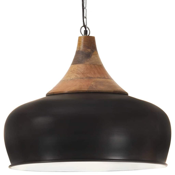 Lampă suspendată industrială negru, 45 cm, lemn masiv&fier, E27 WALTI