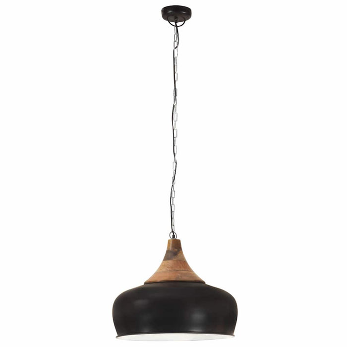 Lampă suspendată industrială negru, 45 cm, lemn masiv&fier, E27 WALTI