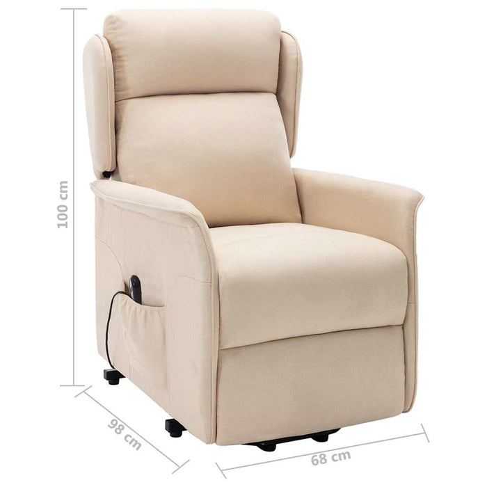 Fotoliu cu ridicare, crem, material textil WALTI