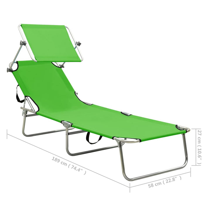 Șezlong pliabil cu baldachin, oțel, verde măr WALTI