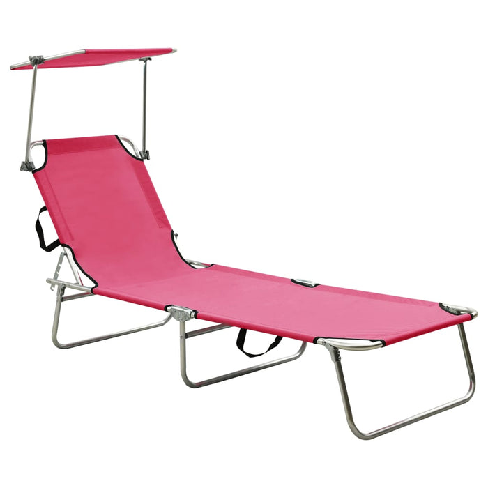 Șezlong pliabil cu baldachin, oțel, roz magenta WALTI