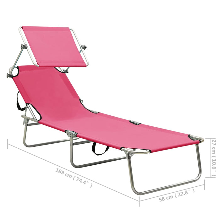 Șezlong pliabil cu baldachin, oțel, roz magenta WALTI