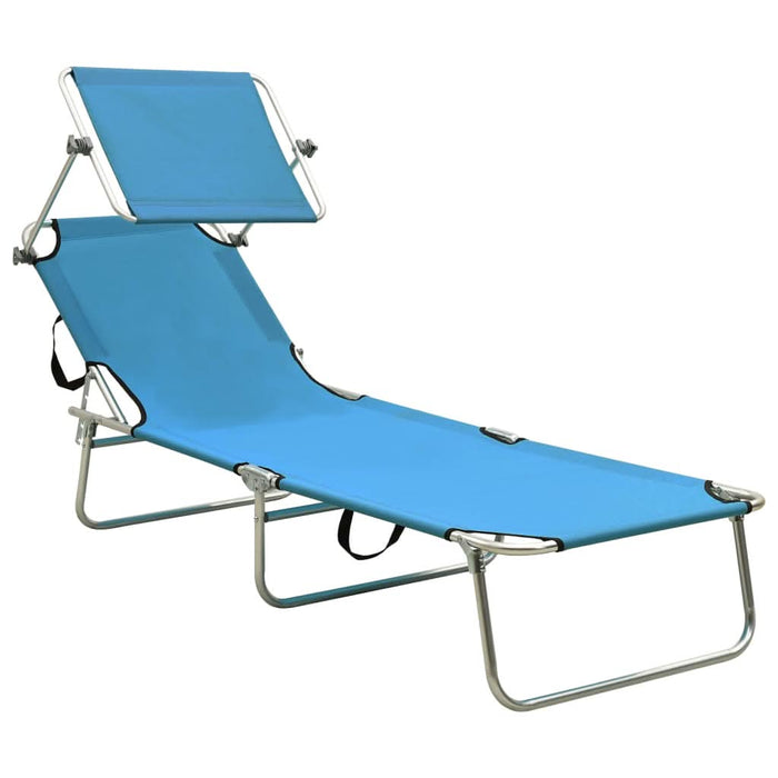 Șezlong pliabil cu copertină, albastru, aluminiu - WALTI WALTI