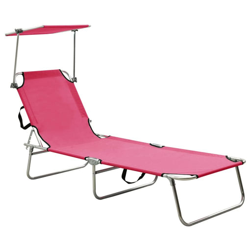 Șezlong pliabil cu copertină, roz, aluminiu - WALTI WALTI