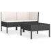 Set mobilier de grădină cu perne, 3 piese, negru, poliratan - WALTI WALTI