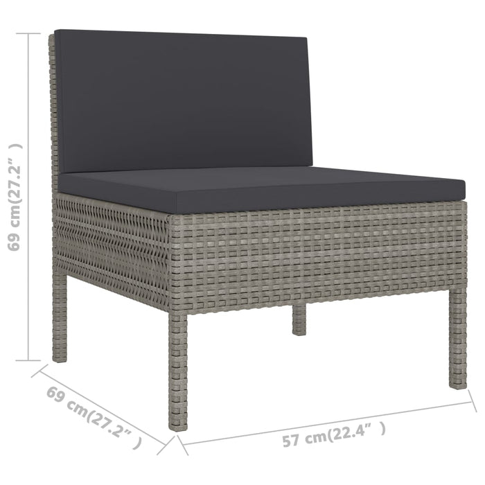 Scaune de grădină cu perne, 3 buc., gri, poliratan - WALTI WALTI