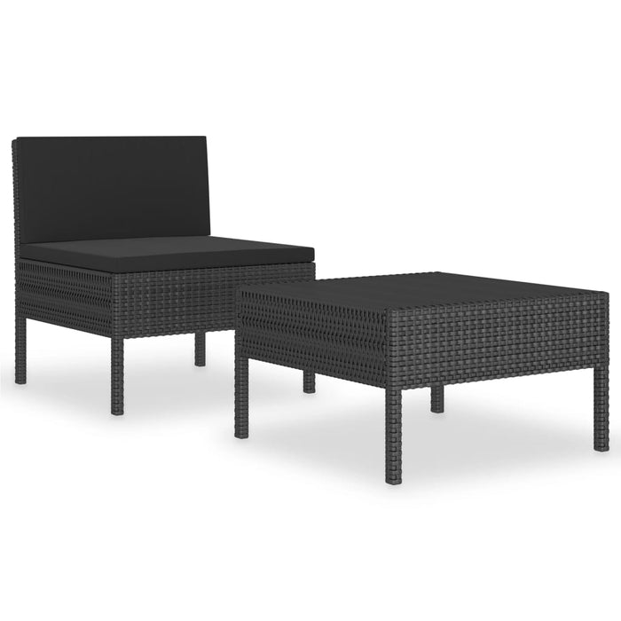 Set mobilier de grădină cu perne, 2 piese, negru, poliratan - WALTI WALTI