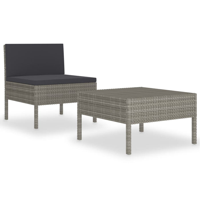 Set mobilier de grădină cu perne, 2 piese, gri, poliratan - WALTI WALTI