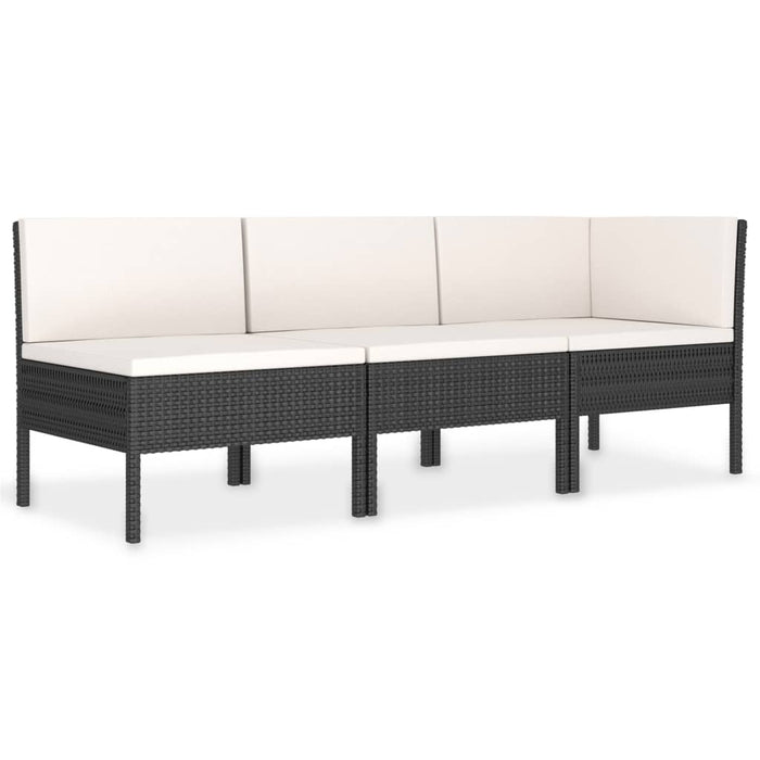Set mobilier de grădină cu perne, 3 piese, negru, poliratan - WALTI WALTI