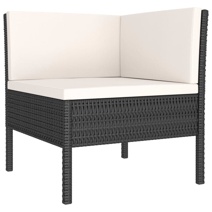 Set mobilier de grădină cu perne, 3 piese, negru, poliratan - WALTI WALTI