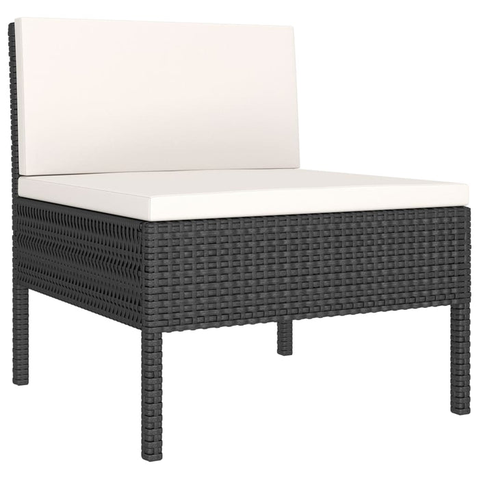 Set mobilier de grădină cu perne, 3 piese, negru, poliratan - WALTI WALTI