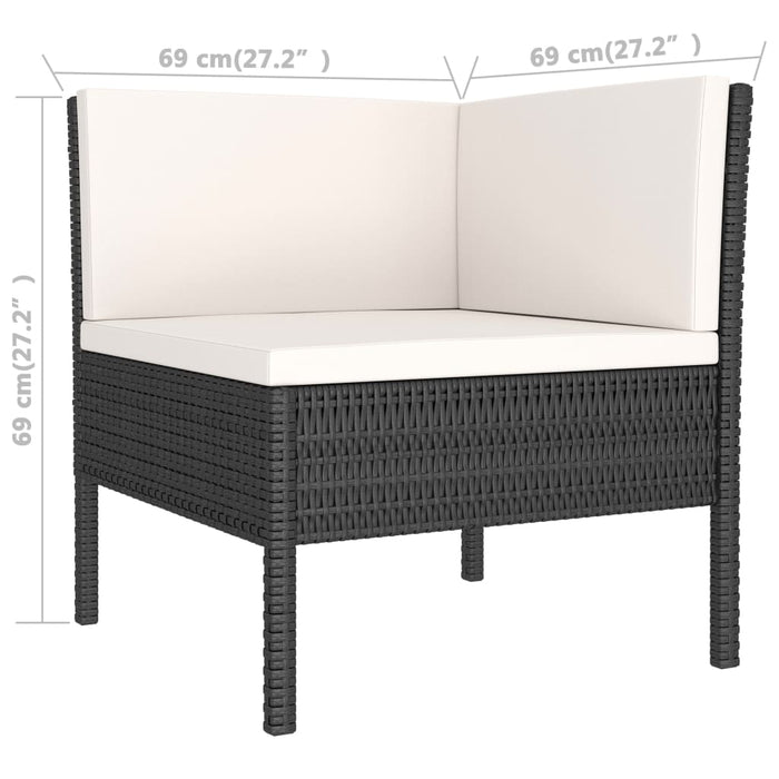 Set mobilier de grădină cu perne, 3 piese, negru, poliratan - WALTI WALTI