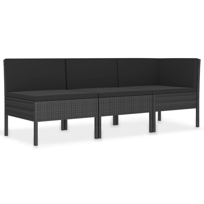 Set mobilier de grădină cu perne, 3 piese, negru, poliratan - WALTI WALTI