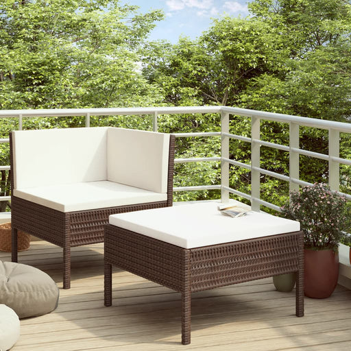 Set mobilier relaxare grădină cu perne 2 piese maro poliratan - WALTI WALTI