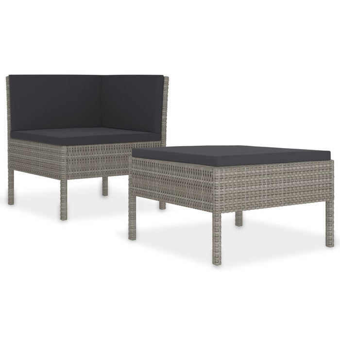 Set mobilier de grădină cu perne, 2 piese, gri, poliratan - WALTI WALTI