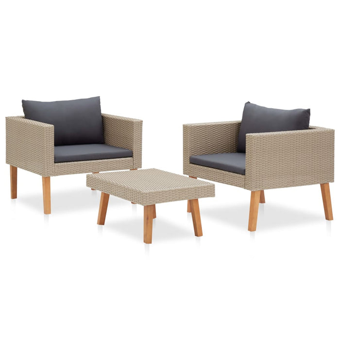 Set mobilier de grădină cu perne, 3 piese, bej, poliratan WALTI
