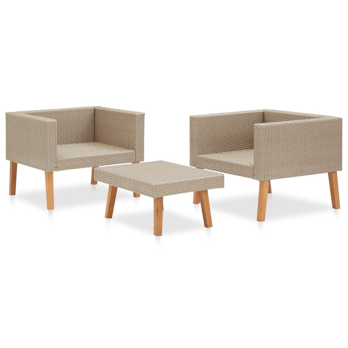 Set mobilier de grădină cu perne, 3 piese, bej, poliratan WALTI