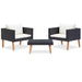 Set mobilier de grădină cu perne, 3 piese, negru, poliratan - WALTI WALTI