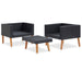 Set mobilier de grădină cu perne, 3 piese, negru, poliratan - WALTI WALTI