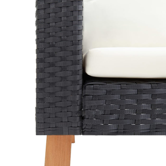 Set mobilier de grădină cu perne, 3 piese, negru, poliratan - WALTI WALTI