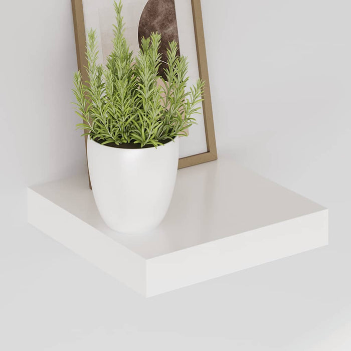 Raft de perete suspendat, alb extralucios, 23x23,5x3,8 cm, MDF - WALTI WALTI