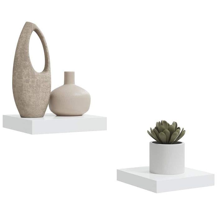 Rafturi de perete, 2 buc., alb extralucios, 23x23,5x3,8 cm, MDF - WALTI WALTI
