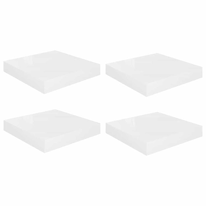 Rafturi de perete, 4 buc., alb extralucios, 23x23,5x3,8 cm, MDF - WALTI WALTI