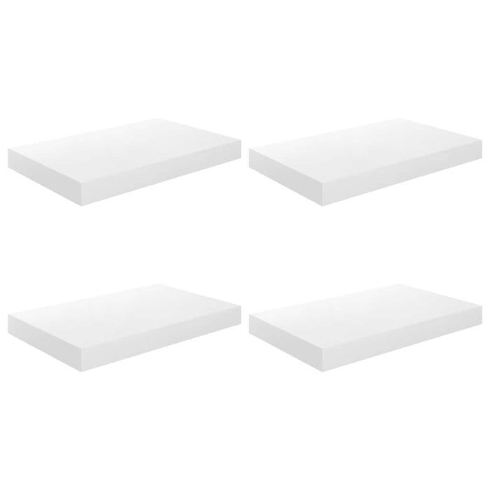 Rafturi de perete, 4 buc., alb extralucios, 40x23,5x3,8 cm, MDF WALTI