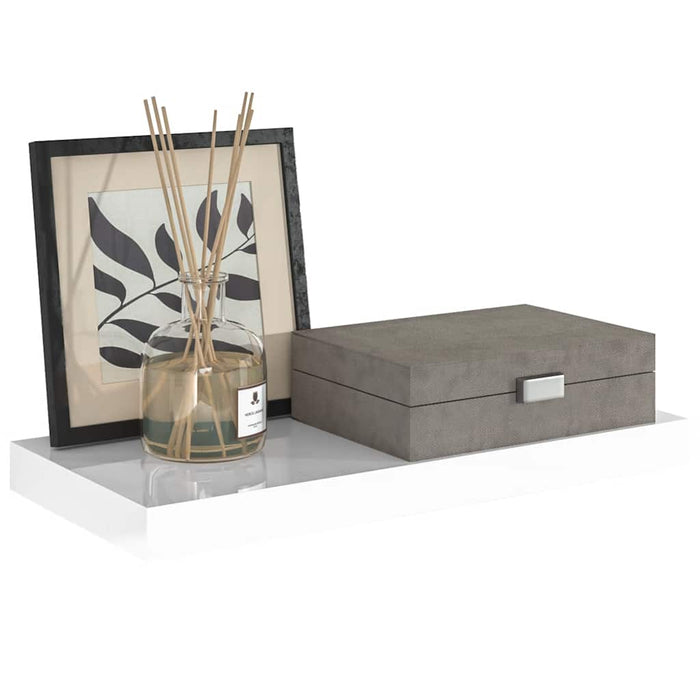 Raft de perete suspendat, alb extralucios, 50x23,5x3,8 cm, MDF WALTI