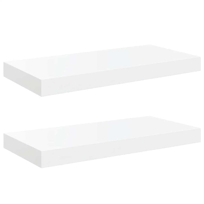 Rafturi de perete, 2 buc., alb extralucios, 50x23,5x3,8 cm, MDF WALTI
