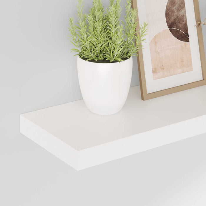 Rafturi de perete, 2 buc., alb extralucios, 50x23,5x3,8 cm, MDF WALTI