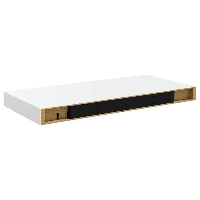 Rafturi de perete, 2 buc., alb extralucios, 50x23,5x3,8 cm, MDF WALTI