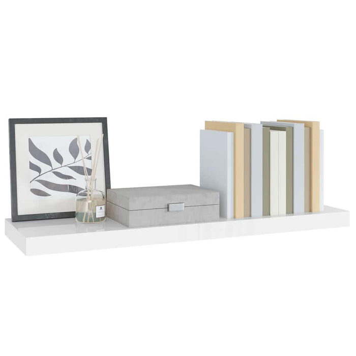 Raft de perete suspendat, alb extralucios, 80x23,5x3,8 cm, MDF - WALTI WALTI