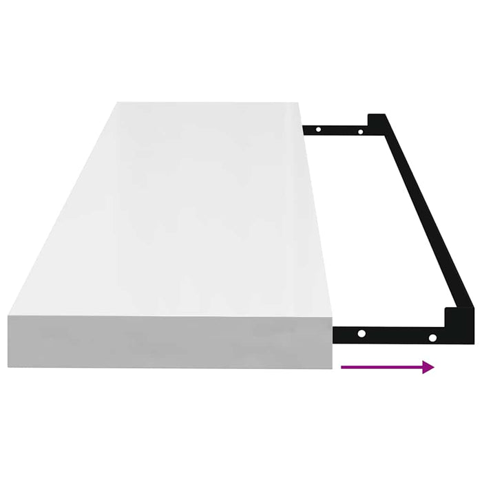 Raft de perete suspendat, alb extralucios, 80x23,5x3,8 cm, MDF - WALTI WALTI