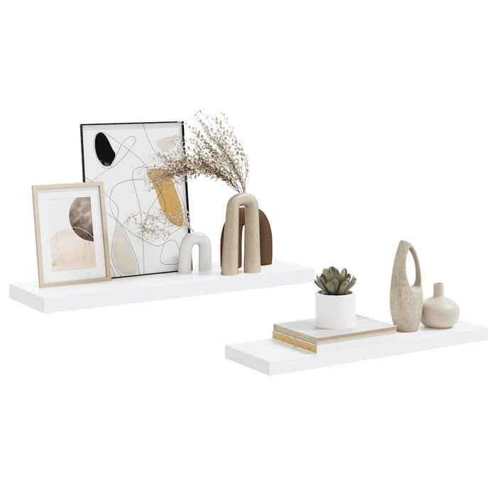 Rafturi de perete, 2 buc., alb extralucios, 80x23,5x3,8 cm, MDF - WALTI WALTI