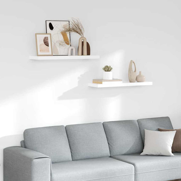 Rafturi de perete, 2 buc., alb extralucios, 80x23,5x3,8 cm, MDF - WALTI WALTI