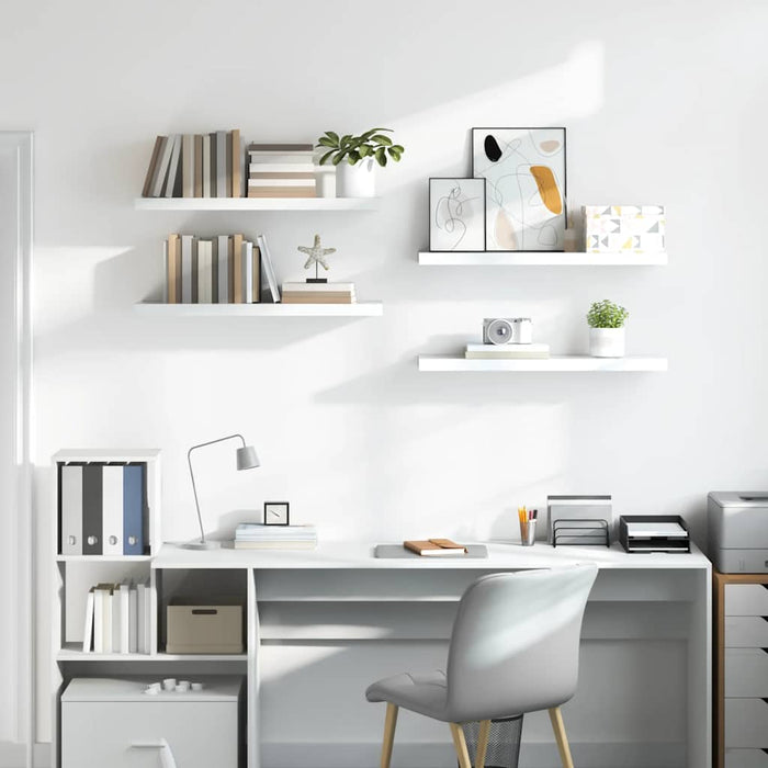 Rafturi de perete, 4 buc., alb extralucios, 80x23,5x3,8 cm, MDF - WALTI WALTI