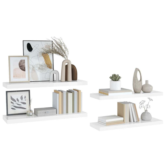 Rafturi de perete, 4 buc., alb extralucios, 80x23,5x3,8 cm, MDF - WALTI WALTI
