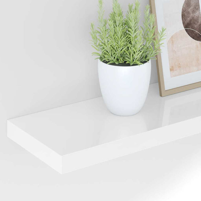 Raft de perete suspendat, alb extralucios, 90x23,5x3,8 cm, MDF - WALTI WALTI