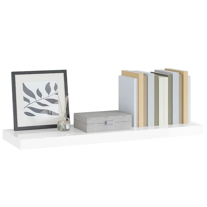 Raft de perete suspendat, alb extralucios, 90x23,5x3,8 cm, MDF - WALTI WALTI