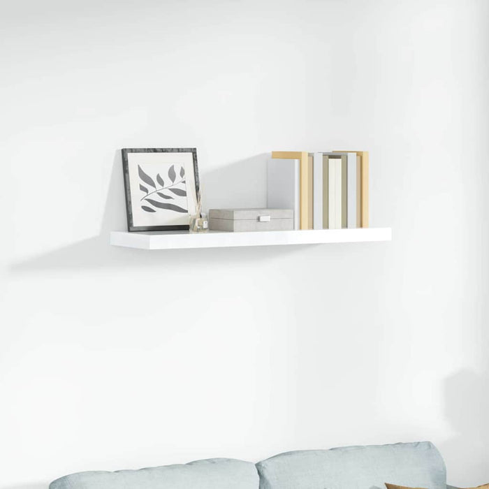 Raft de perete suspendat, alb extralucios, 90x23,5x3,8 cm, MDF - WALTI WALTI