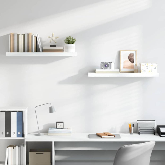 Rafturi de perete, 2 buc., alb extralucios, 90x23,5x3,8 cm, MDF - WALTI WALTI