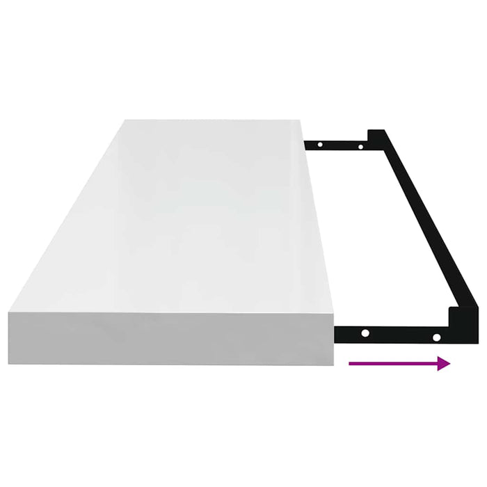 Rafturi de perete, 2 buc., alb extralucios, 90x23,5x3,8 cm, MDF - WALTI WALTI