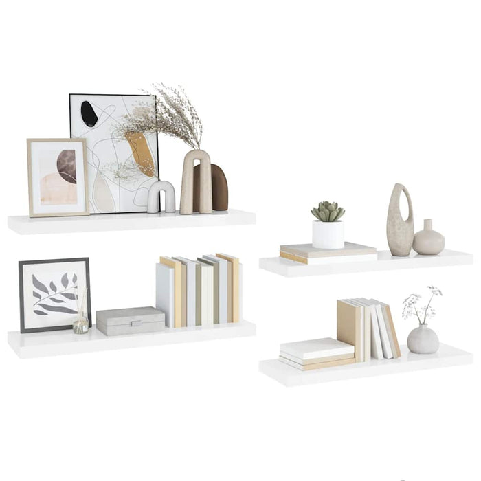 Rafturi de perete, 4 buc., alb extralucios, 90x23,5x3,8 cm, MDF - WALTI WALTI